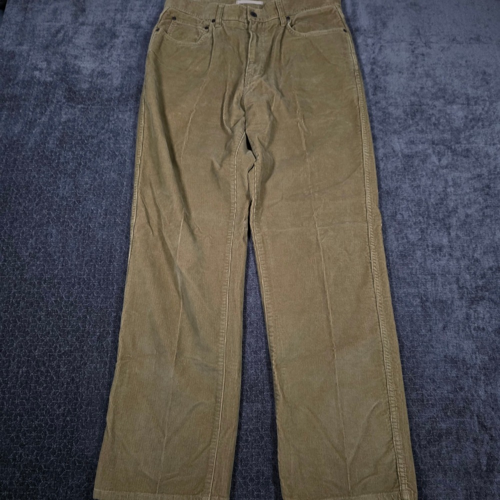 LL Bean Natural Fit Corduroy Pants Mens 33x32 Tan Khaki Cotton Preppy 90s 80s